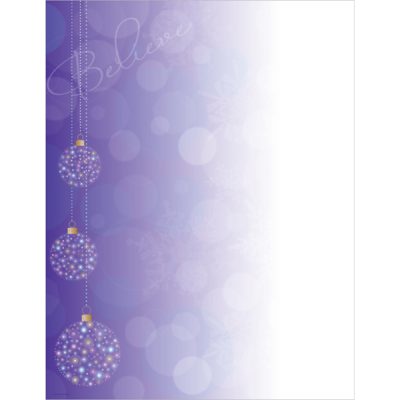 Believe Purple Christmas Ornaments Computer Printer Paper