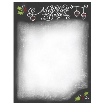 Merry & Bright Christmas Chalkboard Computer Printer Paper