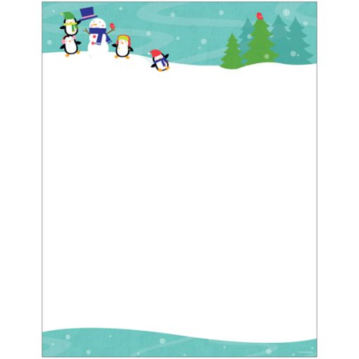 Penguins Playing in the Snow Christmas Computer Printer Paper