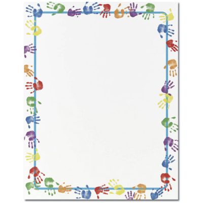 Little Colorful Handprints Border Paper