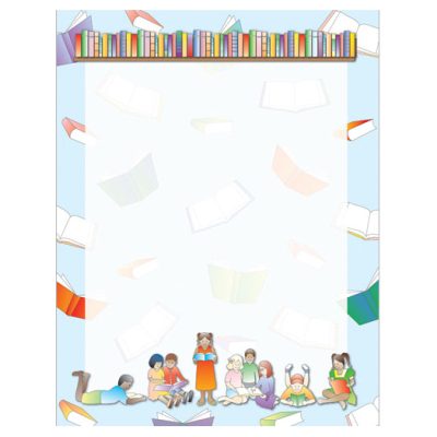 Library Reading Time School Border Paper