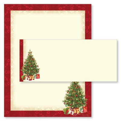 Lacy Christmas Tree Holiday Paper & Envelopes