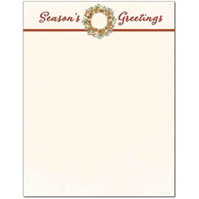 Season's Greetings Wreath Holiday Christmas Paper
