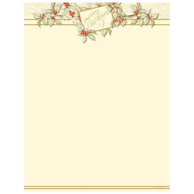 Vintage Holly Holiday Christmas Paper